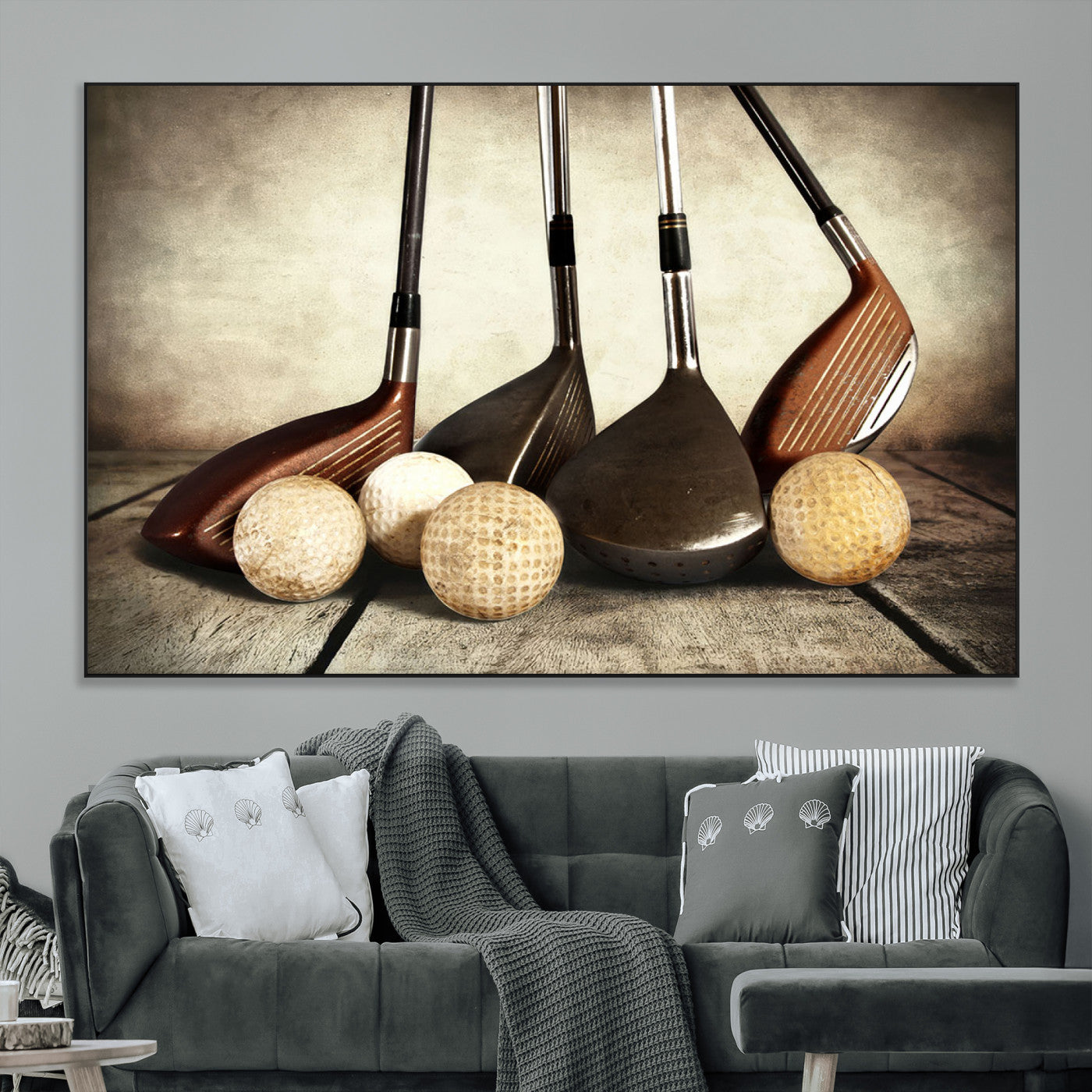 SEG-FC-51X34_Oversize - Vintage Golf Ball Art | Golf Decor for Man Cave or Office | Ready to Hang and Framed