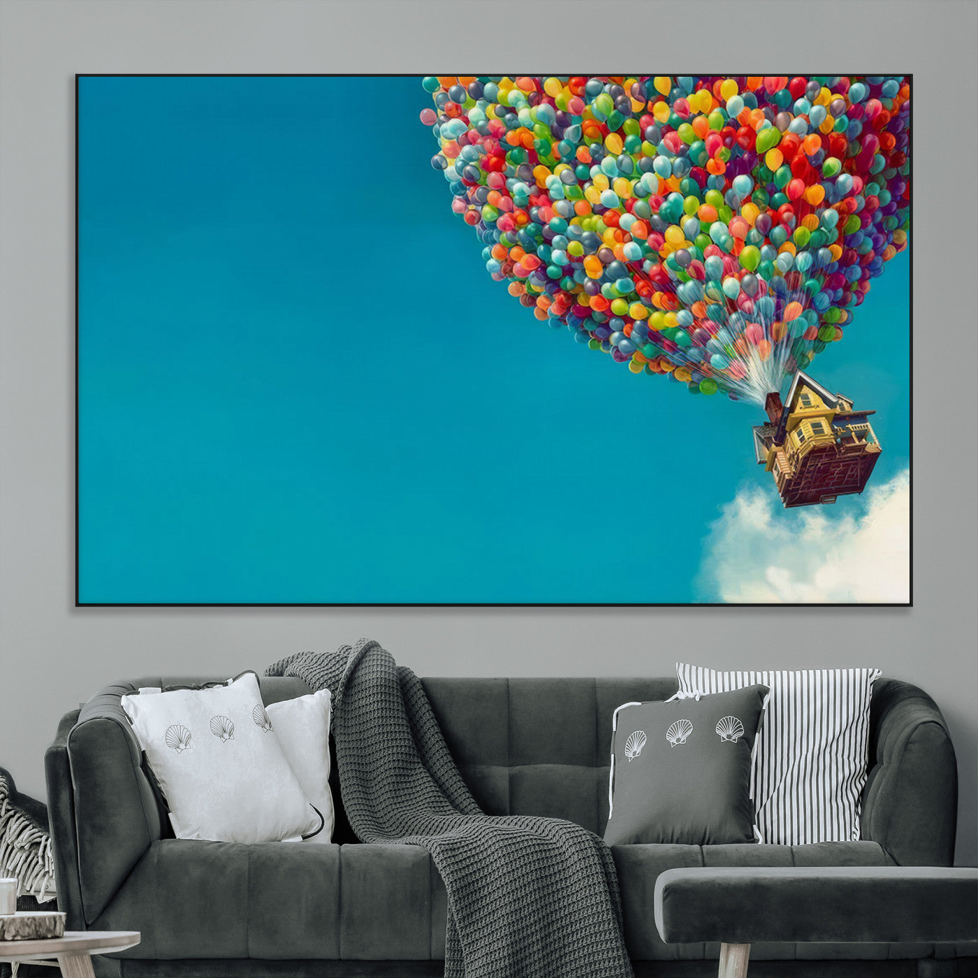 SEG-FC-51X34_Oversize - Carl Fredricksen, Up Movie Wall Art, Colorful Balloon House Art | Whimsical Wall Decor for Living