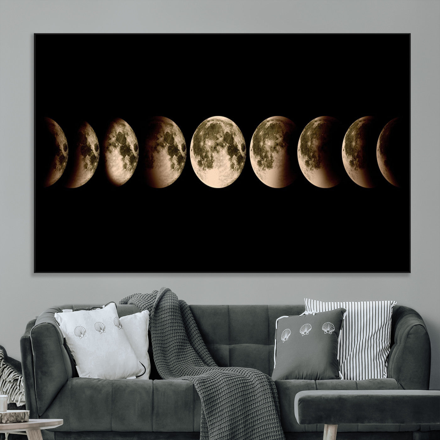 SEG-FC-51X34_Oversize - Phases of the Moon Wall Art | Canvas Print for Modern Wall Decor | Ready to Hang and Framed