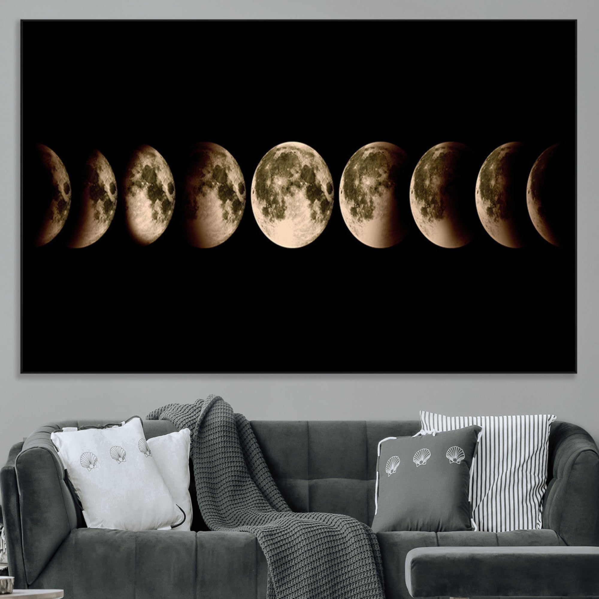 52750-MGV-CV-36X24-Phases of the Moon Wall Art | Canvas Print for Modern Wall Decor | Ready to Hang and Framed