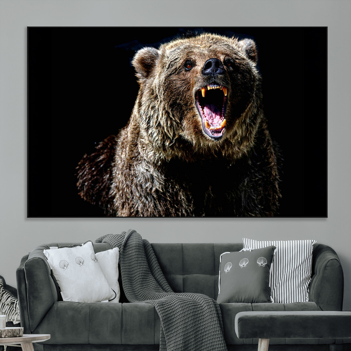 SEG-FC-51X34_Oversize - Grizzly Bear Canvas Print | Wildlife Wall Art for Cabin Decor | Ready to Hang Framed