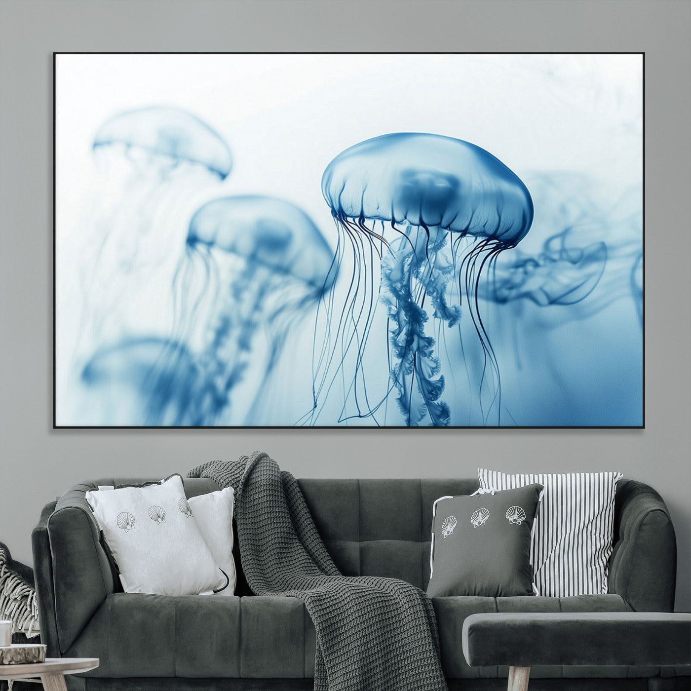 SEG-FC-51X34_Oversize - Blue Jellyfish Wall Art Canvas Print