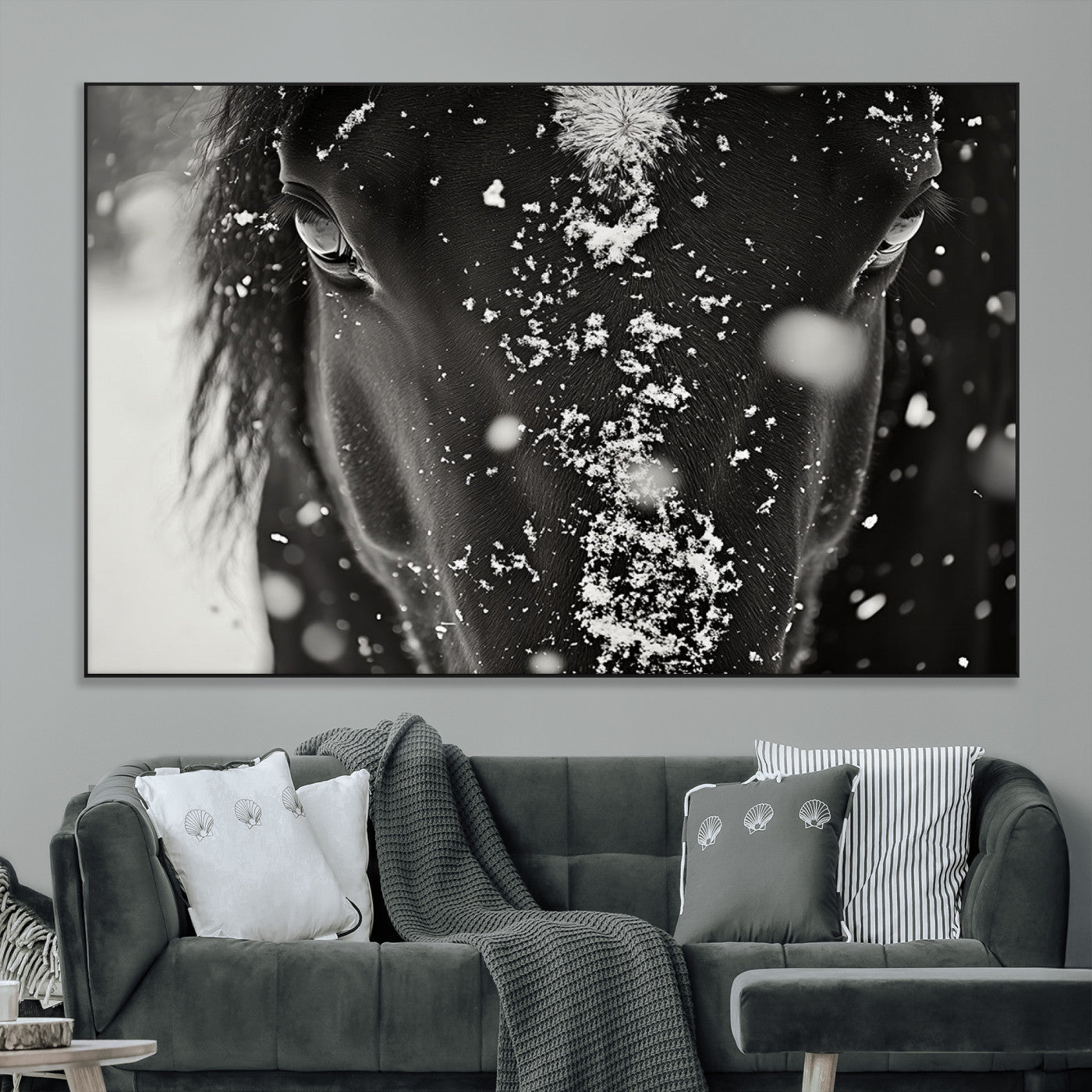 SEG-FC-51X34_Oversize - Winter Horse Snow Wall Art Canvas Print