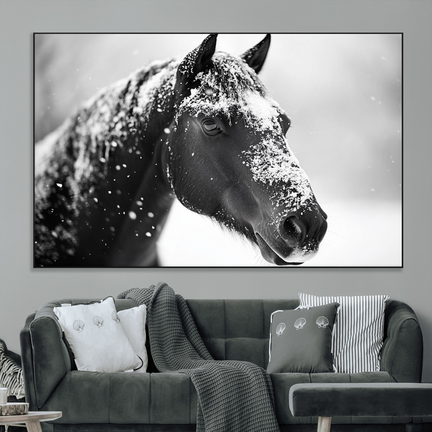SEG-FC-51X34_Oversize - Horse Canvas Print - Winter Horse Snow Wall Art Canvas Print