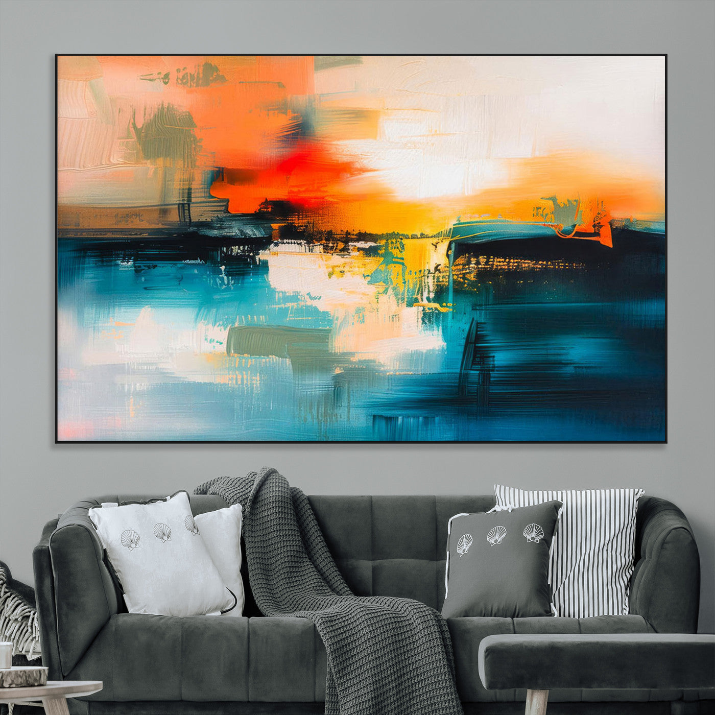 SEG-FC-51X34_Oversize - Colorful Abstract Wall Art | Bold Modern Canvas Print | Ready to Hang and Framed for Living Room or