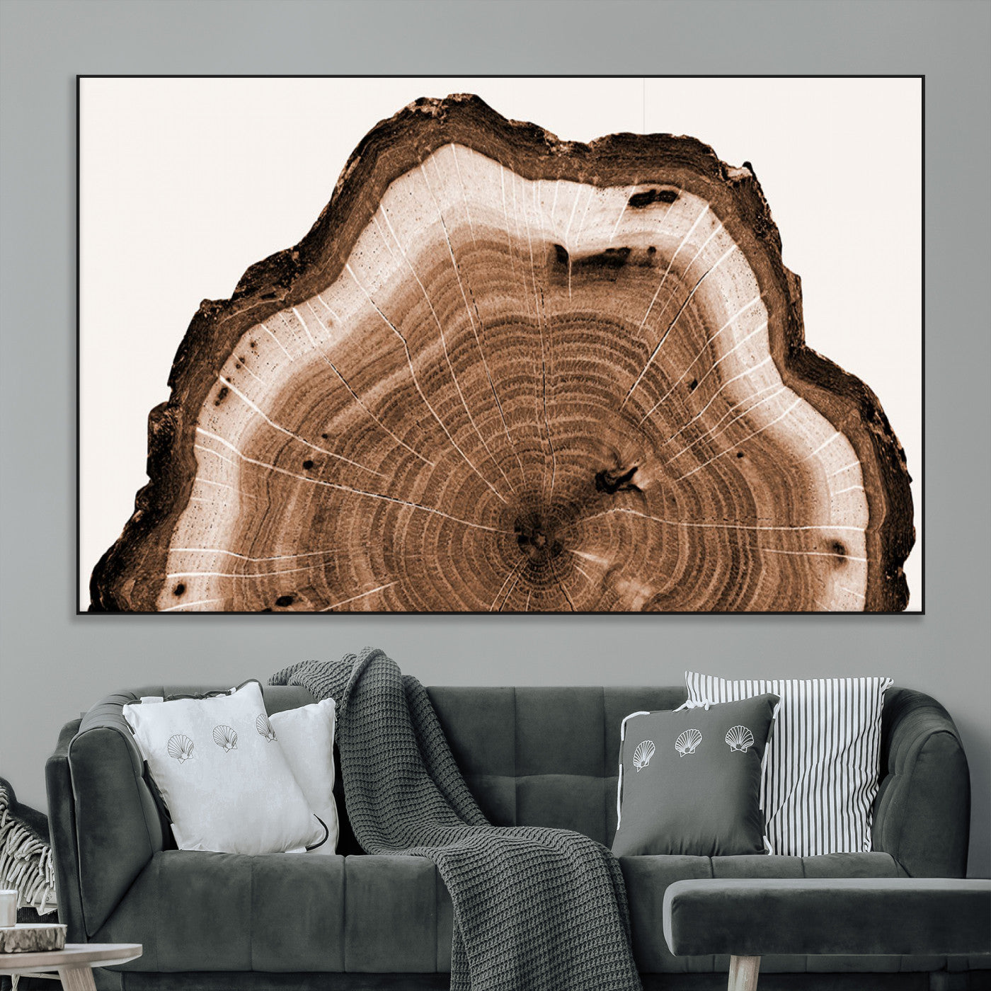 45195-MGV-CV-36X24-Rustic Wood Rings Wall Art | Nature-Inspired Tree Ring Canvas Print | Ready to Hang and Framed for
