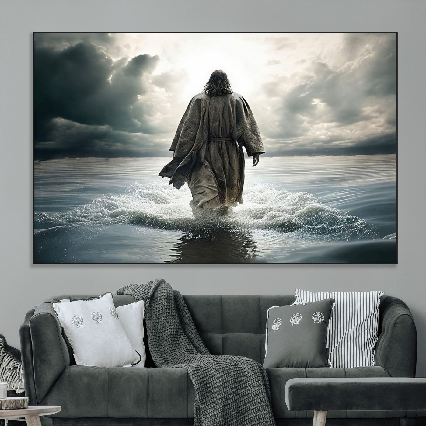SEG-FC-51X34_Oversize - Jesus Walking on Water Wall Art | Canvas Print | Ready to Hang | Christian Home Decor | Spiritual