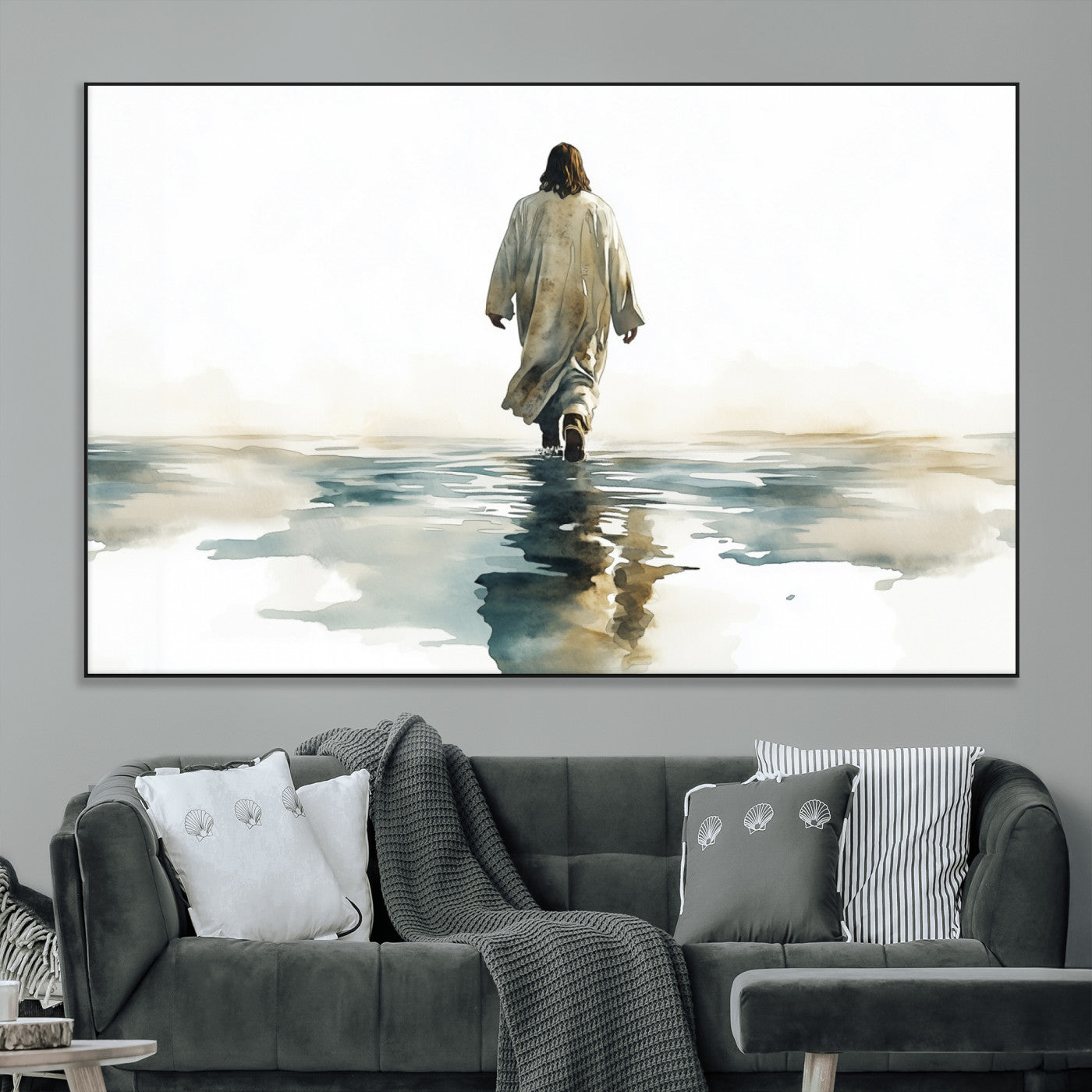 SEG-FC-51X34_Oversize - Abstract Jesus Wall Art Canvas Print, Christian Wall Art, Jesus Christ Walking