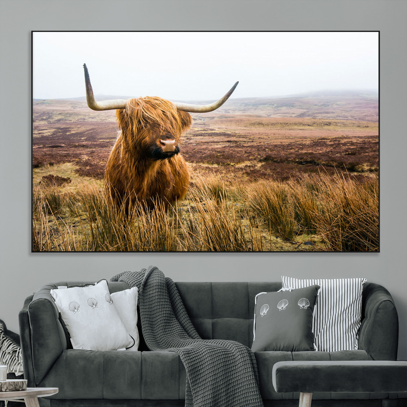 97274-MGV-CV-36X24-Scottish Highland Cow Canvas Wall Art – Rustic Farmhouse Charm with Highland Cattle – Ready to Hang