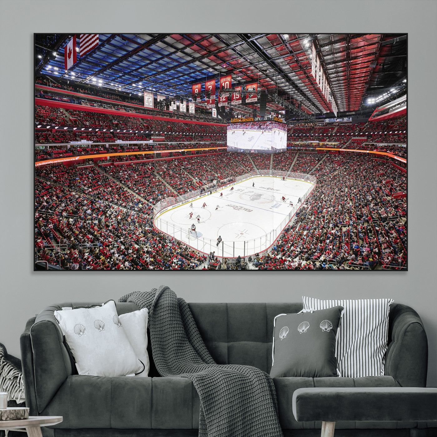 SEG-FC-51X34_Oversize - Barton Malow Little Caesars Arena Detroit Wall Art Canvas Print - Detroit Hockey and Basketball