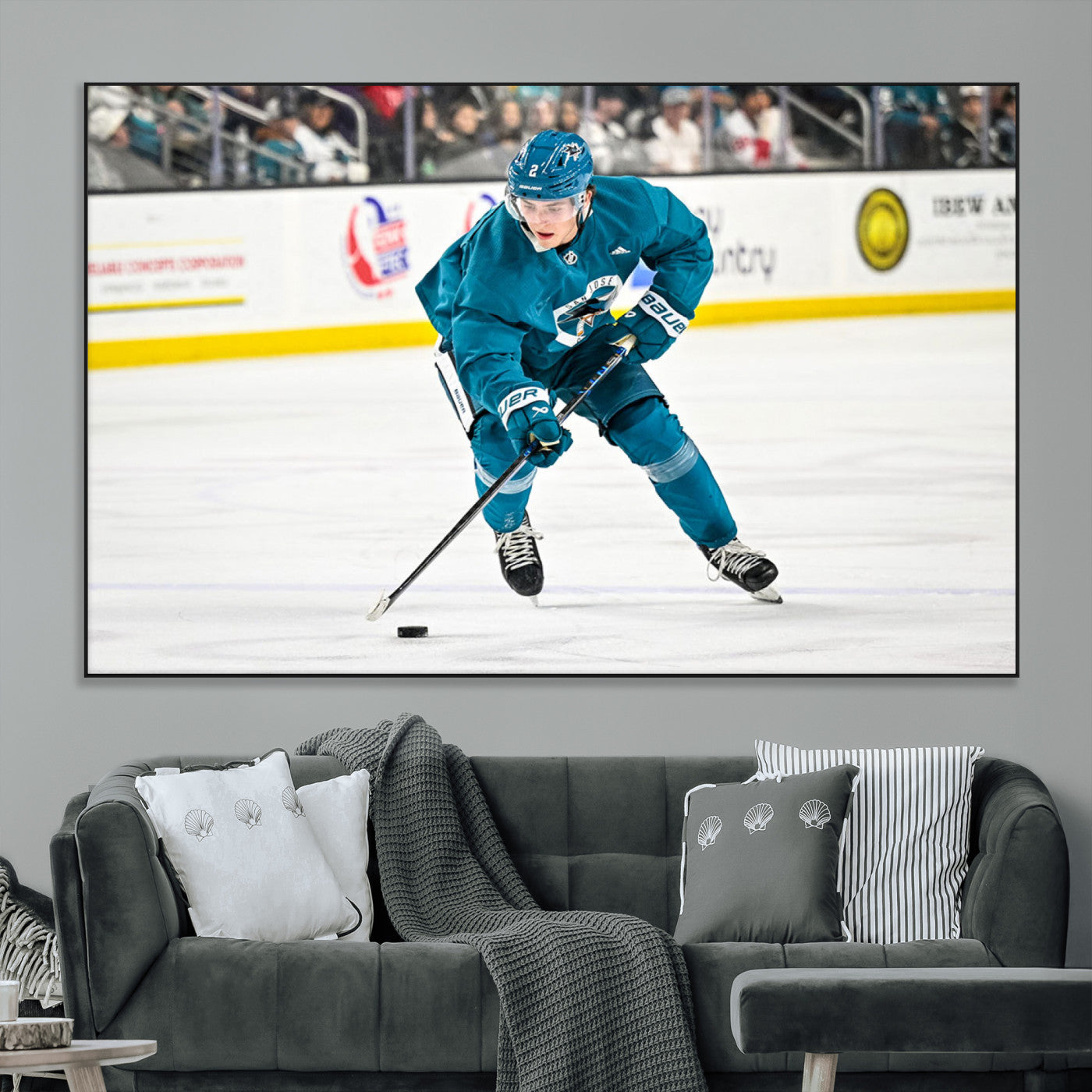 SEG-FC-51X34_Oversize - San Jose Sharks Ice Hockey Player Wall Art Canvas Print