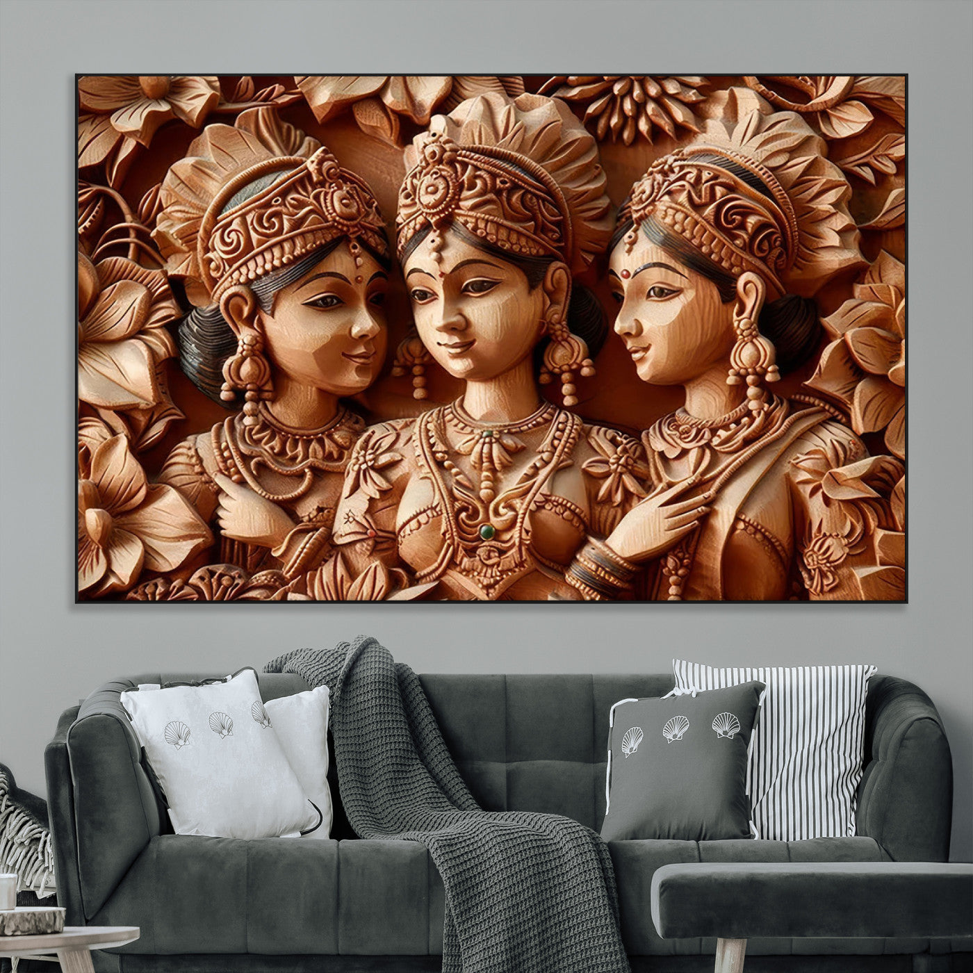 SEG-FC-51X34_Oversize - Indian Woman Statue Wall Art Canvas Print