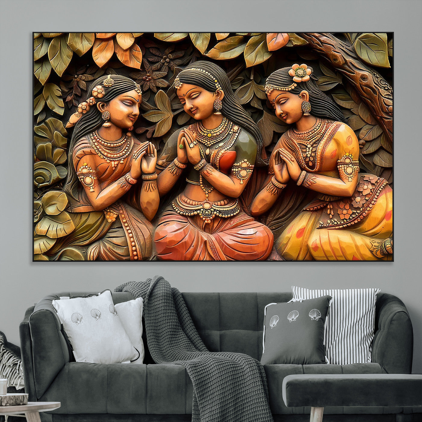 SEG-FC-51X34_Oversize - Indian Woman Statue Wall Art Canvas Print