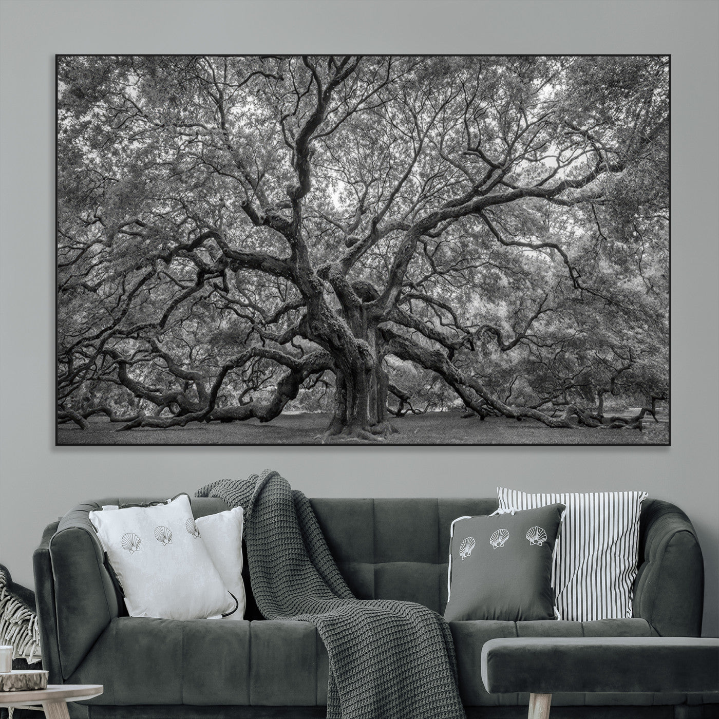 97240-MGV-CV-36X24-Majestic Angel Oak Tree Black and White Canvas Print – Multi Panel Wall Art, Giclée Print, Ready to