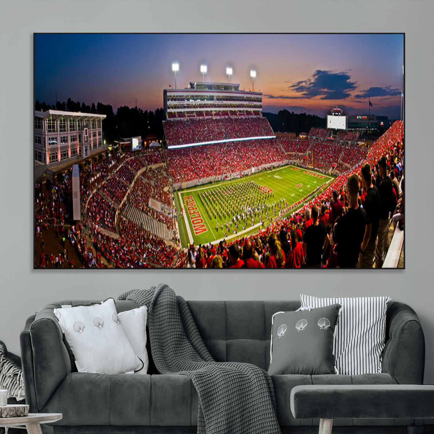SEG-FC-51X34_Oversize - NC State Wolfpack Football Team Print - Raleigh Carter-Finley Stadium Wall Art Canvas Print