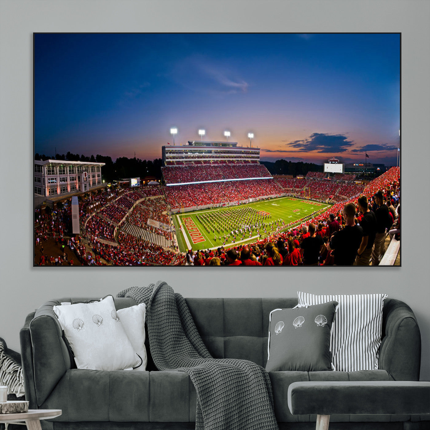 SEG-FC-51X34_Oversize - NC State Wolfpack Football Team Print - Raleigh Carter-Finley Stadium Wall Art Canvas Print