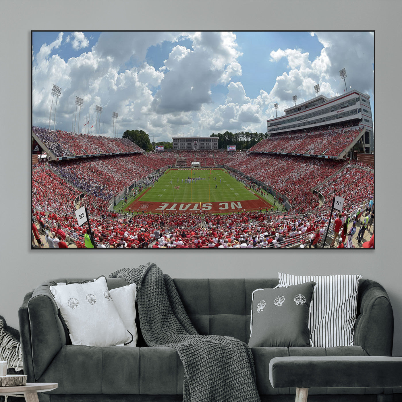 SEG-FC-51X34_Oversize - NC State Wolfpack Football Team Print Canvas- Raleigh Carter-Finley Stadium Wall Art Canvas Print