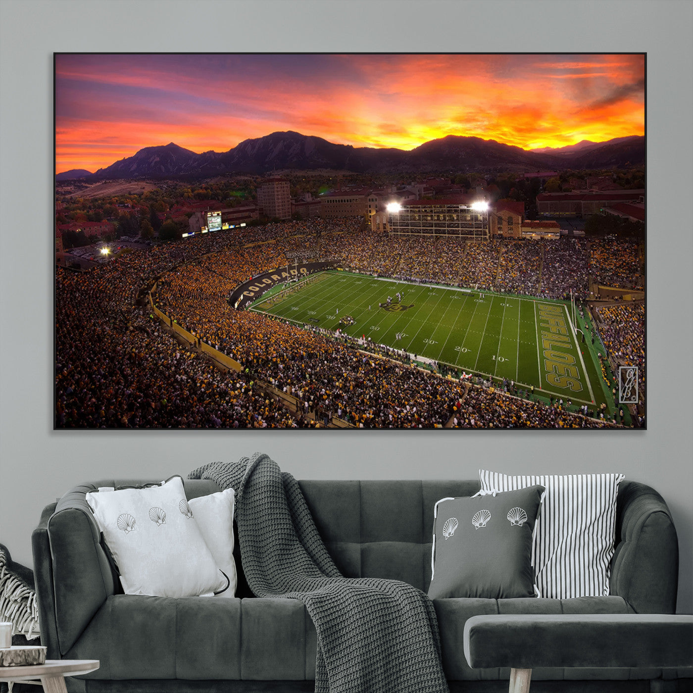 SEG-FC-51X34_Oversize - Colorado Buffaloes Football Team Print - Boulder Folsom Field Stadium Wall Art Canvas Print