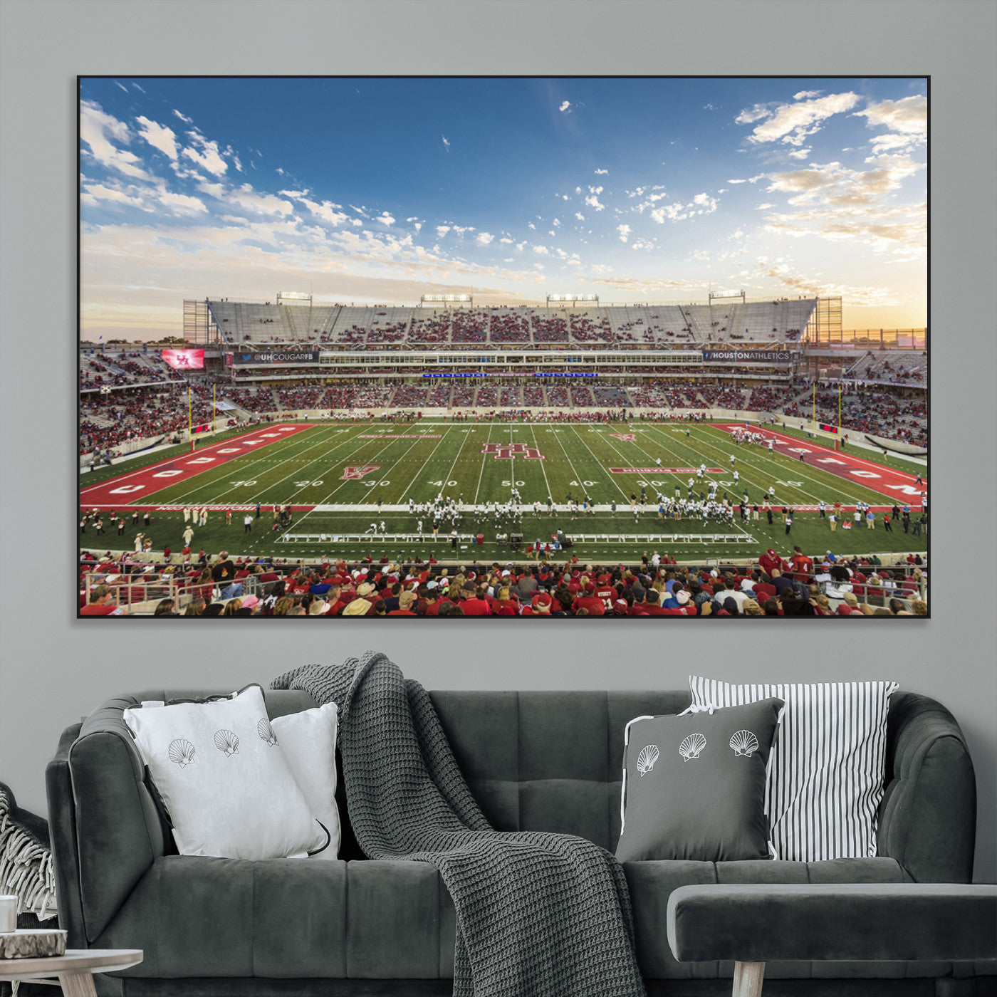 SEG-FC-51X34_Oversize - Framed Houston Cougars Football Team Print - Houston TDECU Stadium Wall Art Canvas Print
