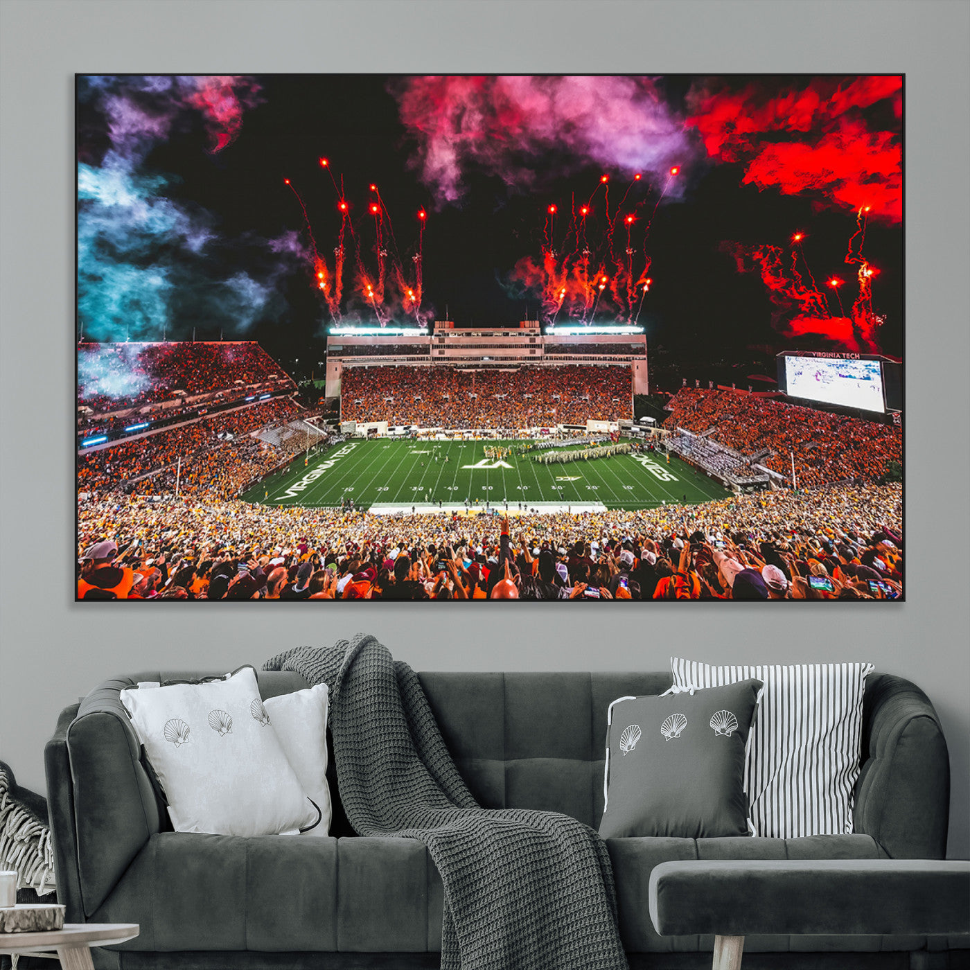SEG-FC-51X34_Oversize - Virginia Tech Hokies Football Team Print - Blacksburg Lane Stadium Wall Art Canvas Print