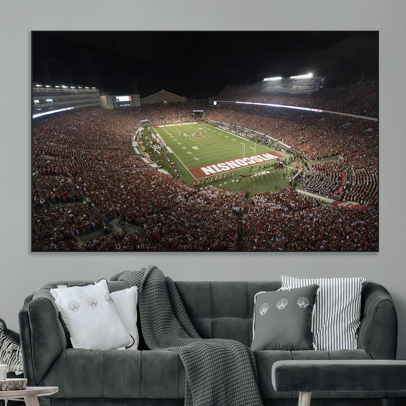 SEG-FC-51X34_Oversize - Wisconsin Badgers Football Team Print - Madison Camp Randall Stadium Wall Art Canvas Print