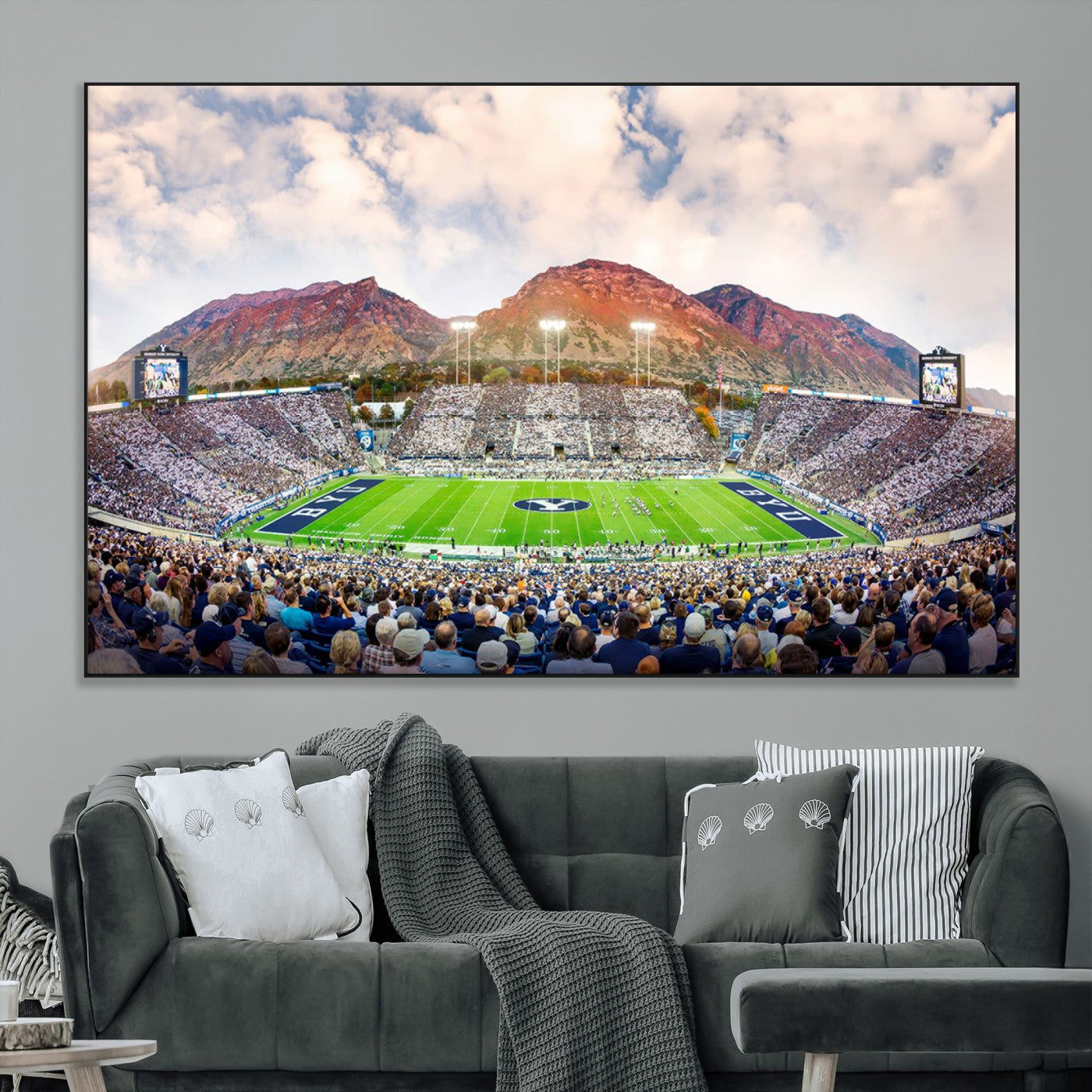 SEG-FC-51X34_Oversize - Brigham Young University Cougars Football Team Print - Provo LaVell Edwards Stadium Wall Art Canvas