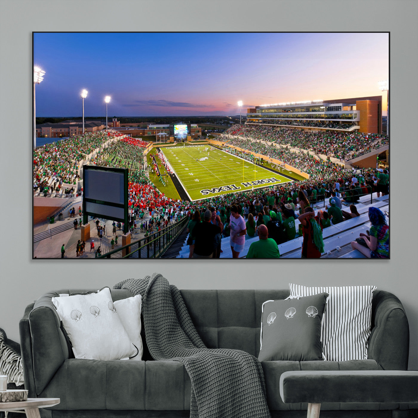SEG-FC-51X34_Oversize - University of North Texas Mean Green Football Team Print - Denton DATCU Stadium Wall Art Canvas