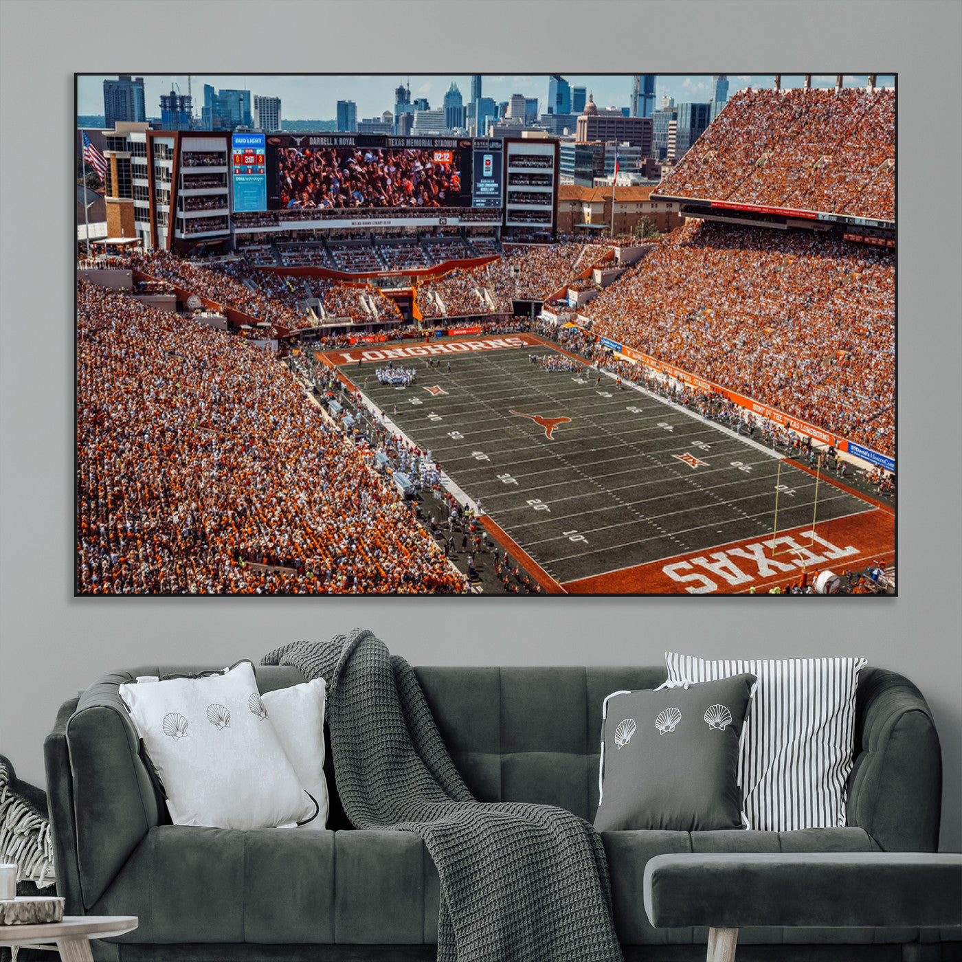 SEG-FC-51X34_Oversize - University of Texas Longhorns Football Team Print - Austin Darrell K Royal-Texas Memorial Stadium