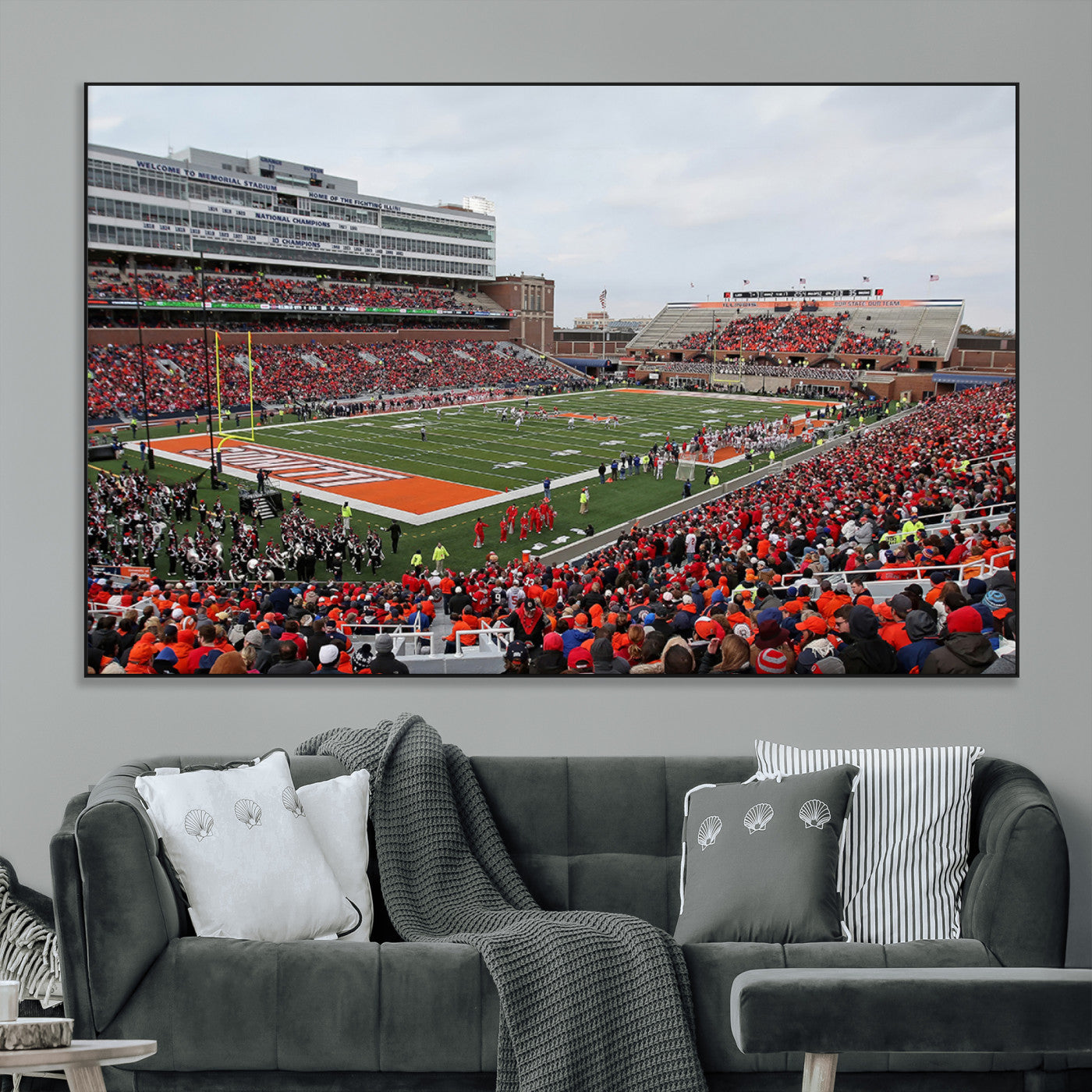 SEG-FC-51X34_Oversize - University of Illinois Fighting Illini Football Team Print - Champaign Illinois Memorial Stadium