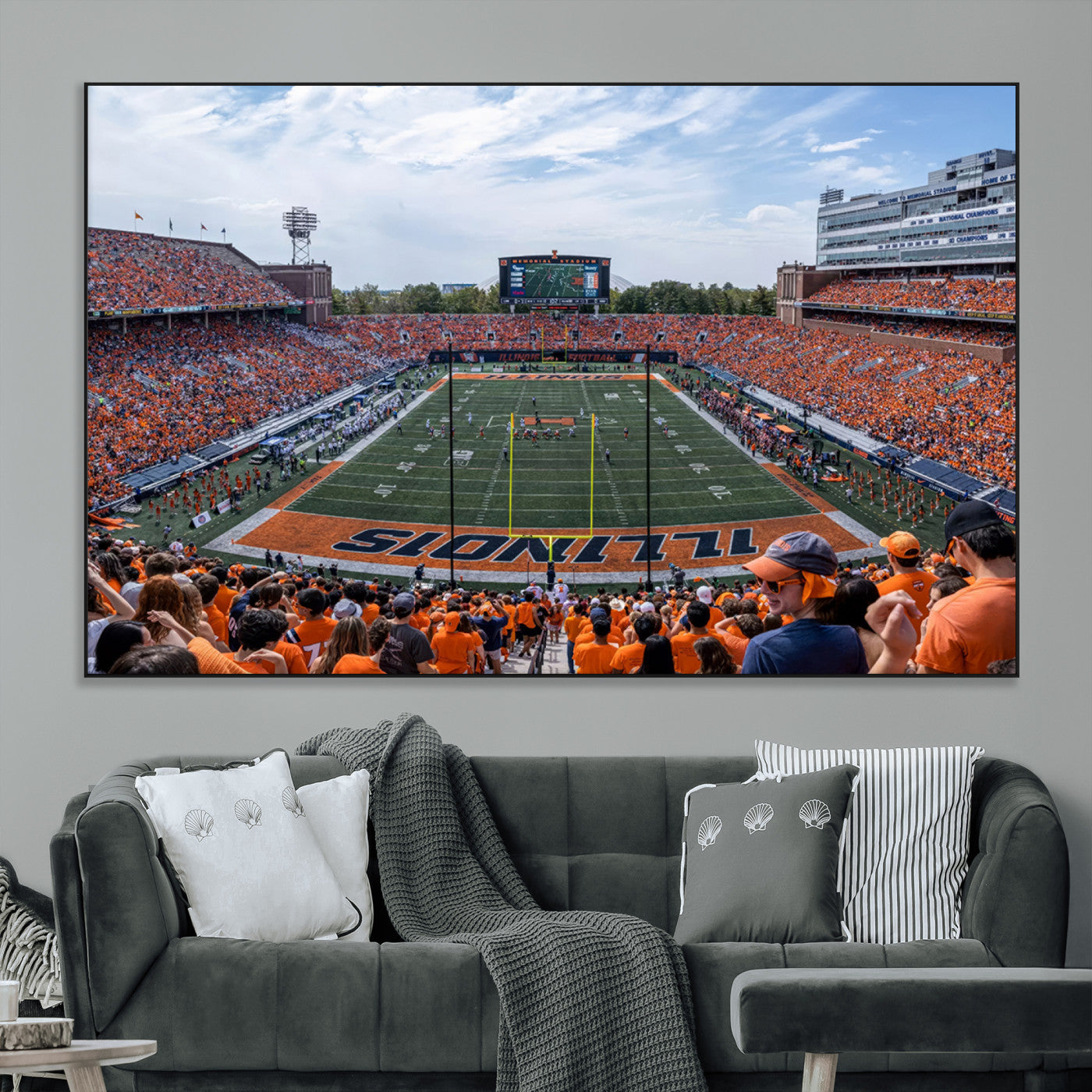 SEG-FC-51X34_Oversize - University of Illinois Fighting Illini Football Team Print Canvas - Champaign Illinois Memorial