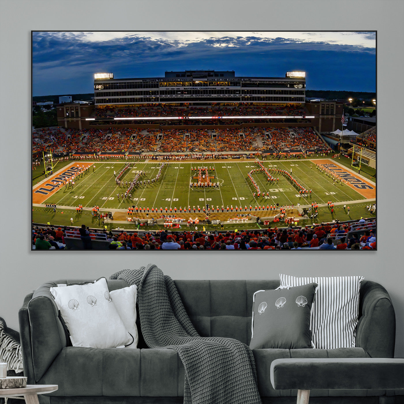 SEG-FC-51X34_Oversize - University of Illinois Fighting Illini Football Team Print - Champaign Illinois Memorial Stadium