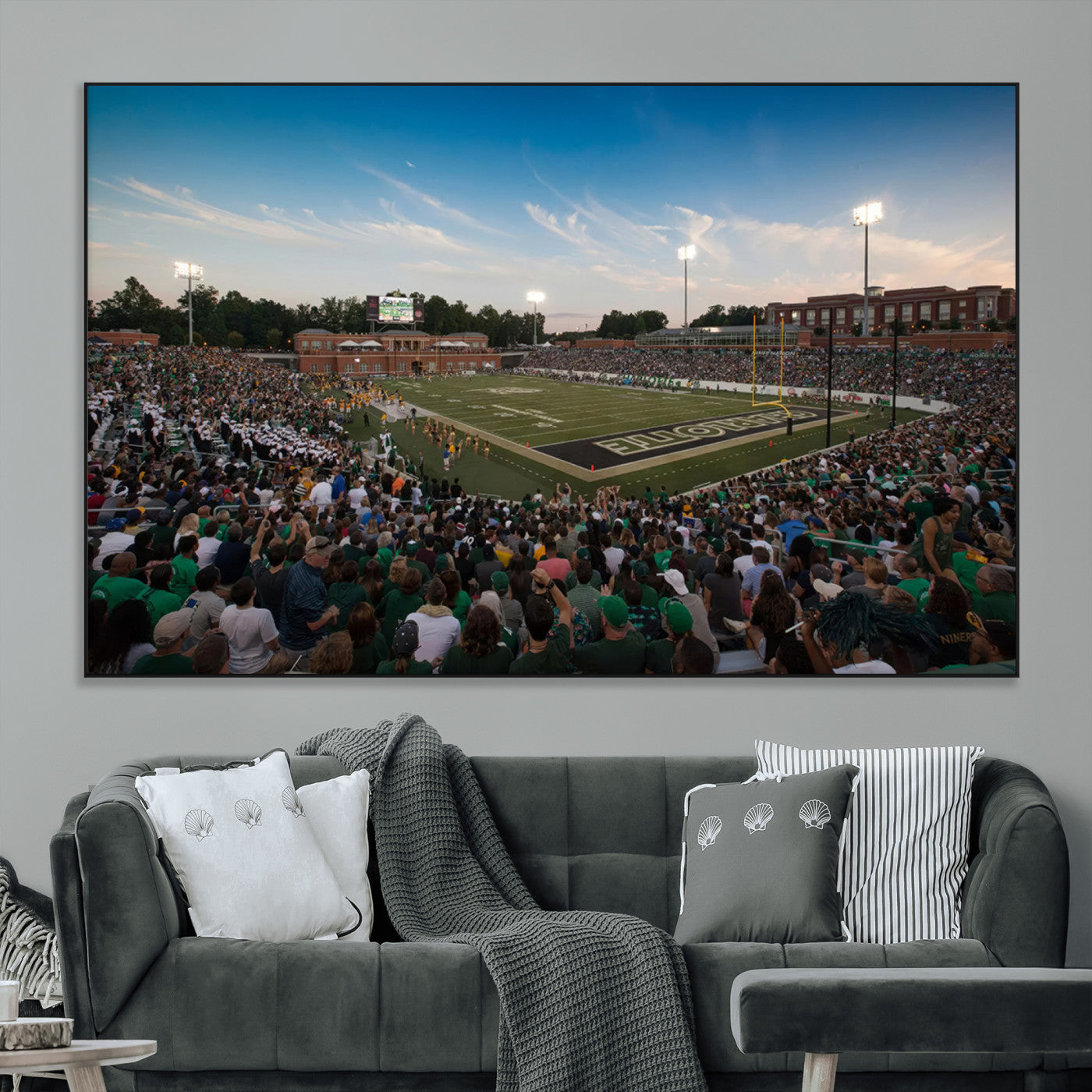 SEG-FC-51X34_Oversize - University of Charlotte 49ers Football Team Print - Charlotte Jerry Richardson Stadium Wall Art