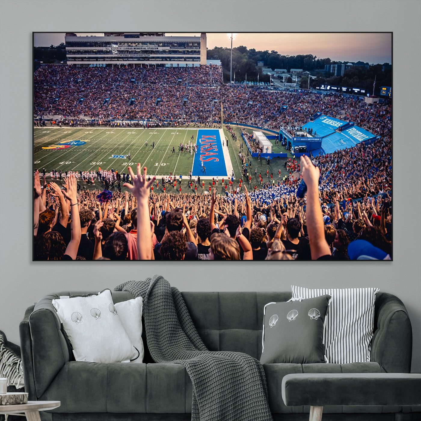 SEG-FC-51X34_Oversize - University of Kansas Jayhawks Football Team Art Print - Lawrence Kansas Memorial Stadium Wall Art