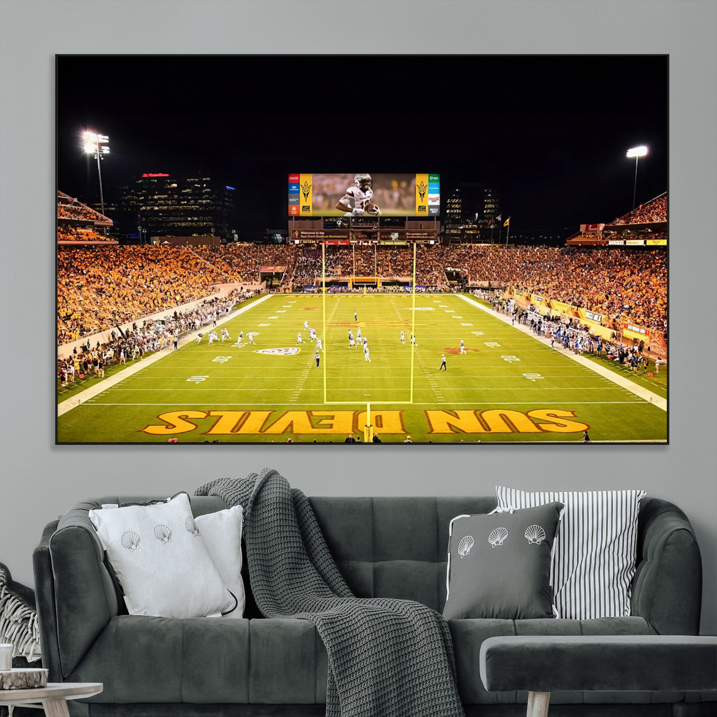 SEG-FC-51X34_Oversize - ASU Sun Devils Football Team Print - Phoenix Mountain America Stadium Canvas Print