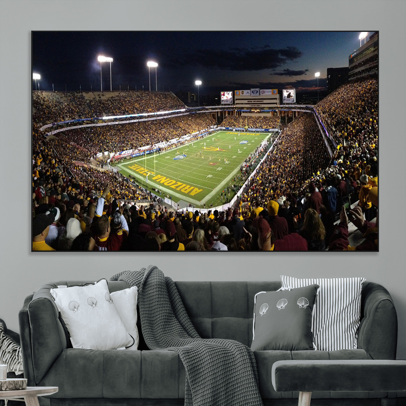 SEG-FC-51X34_Oversize - ASU Sun Devils Football Team Print Canvas - Phoenix Mountain America Stadium Wall Art Canvas Print