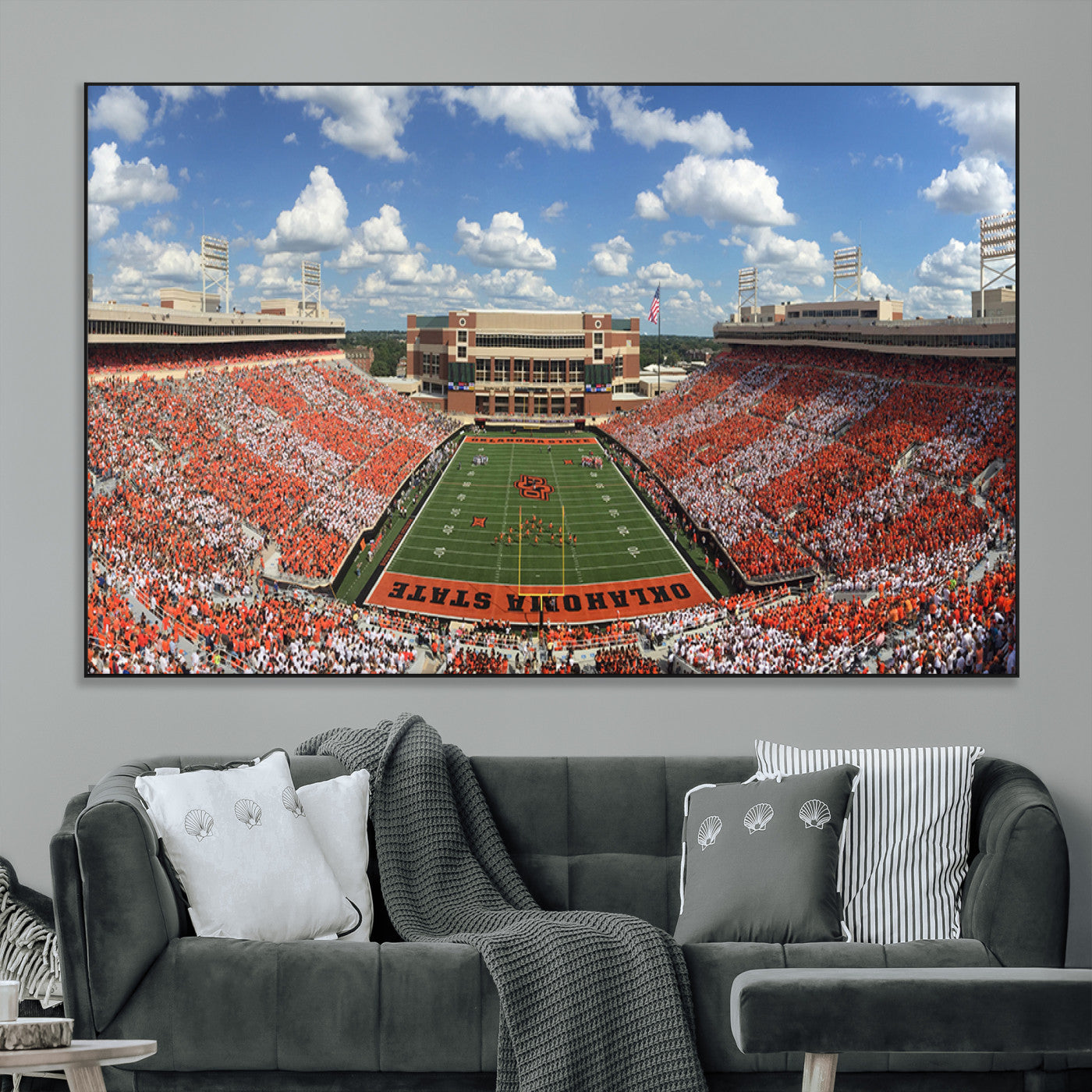SEG-FC-51X34_Oversize - Oklahoma State Cowboys Football Team Print - Stillwater Boone Pickens Stadium Wall Art Canvas Print