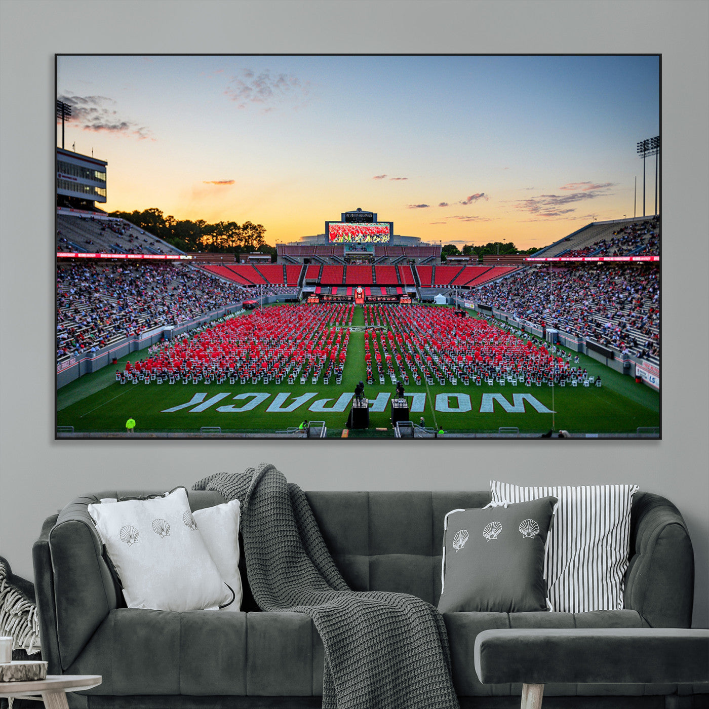 SEG-FC-51X34_Oversize - NC State Wolfpack Football Team Print Wall Art - Raleigh Carter-Finley Stadium Wall Art Canvas Print