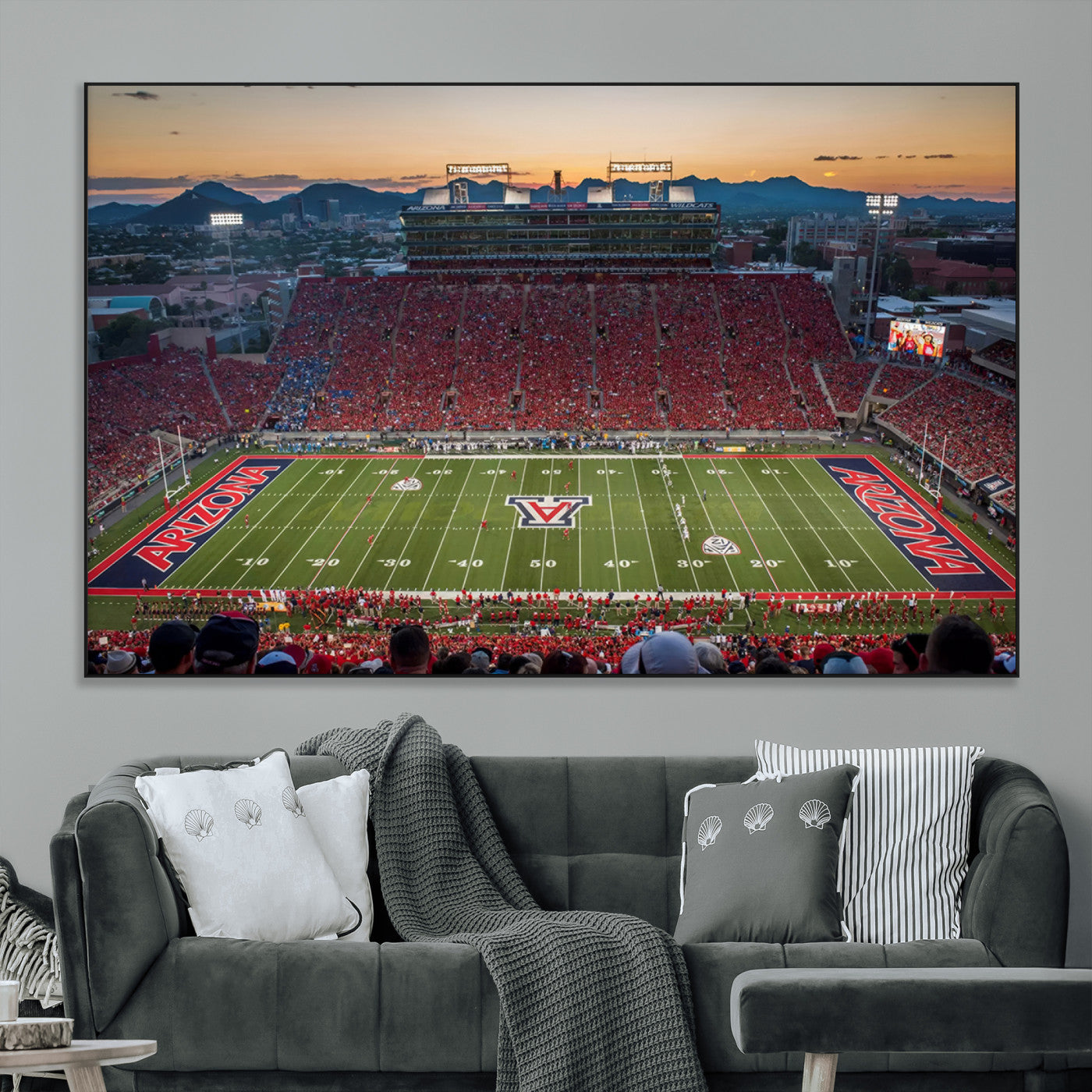 SEG-FC-51X34_Oversize - Arizona Wildcats Football Team Print - Tucson Arizona Stadium Wall Art Canvas Print