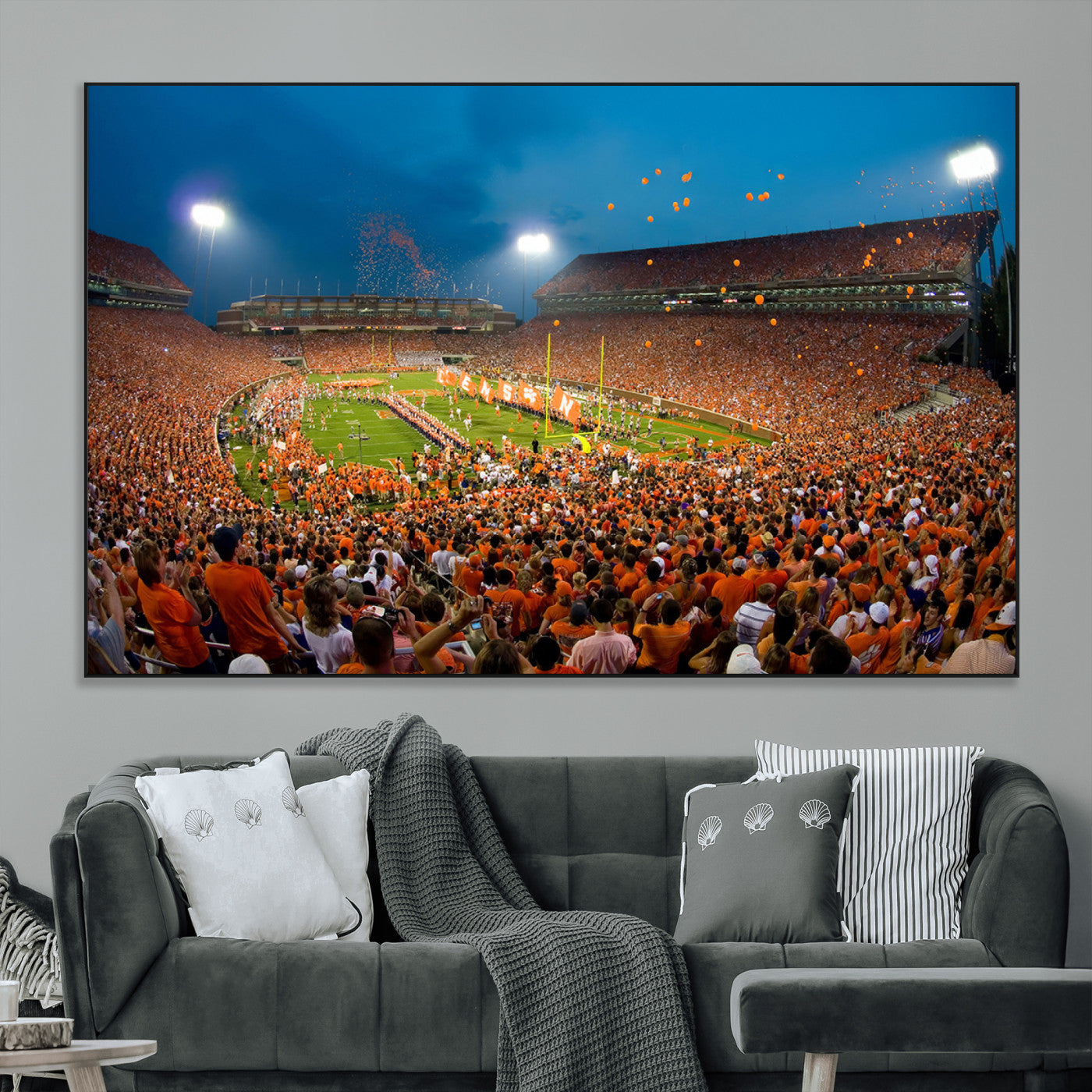 SEG-FC-51X34_Oversize - Clemson University Tigers Football Team Print - Clemson Memorial Stadium Wall Art Canvas Print