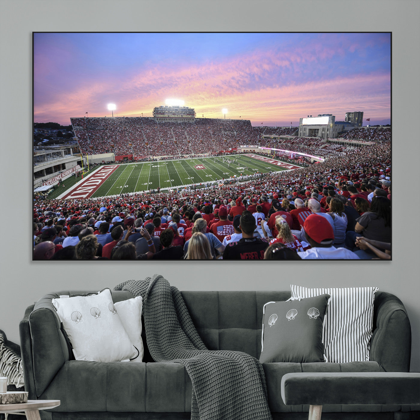 SEG-FC-51X34_Oversize - Indiana University Hoosiers Football Team Print - Bloomington Memorial Stadium Wall Art Canvas Print