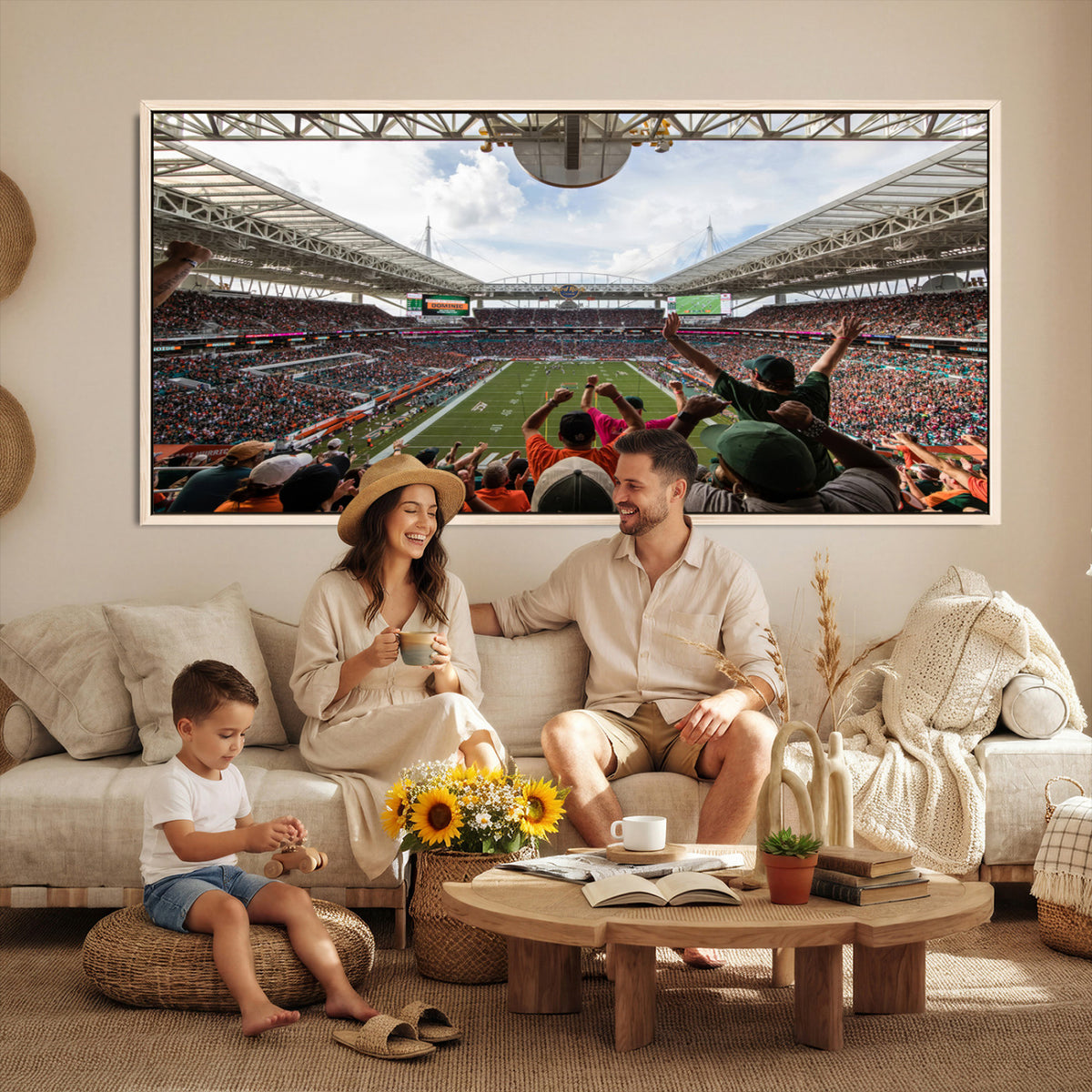 66239-PAN-FL-20X10 - Miami Hurricanes Football Team Wall Art Print - Miami Hard Rock Stadium Wall Art Canvas Print