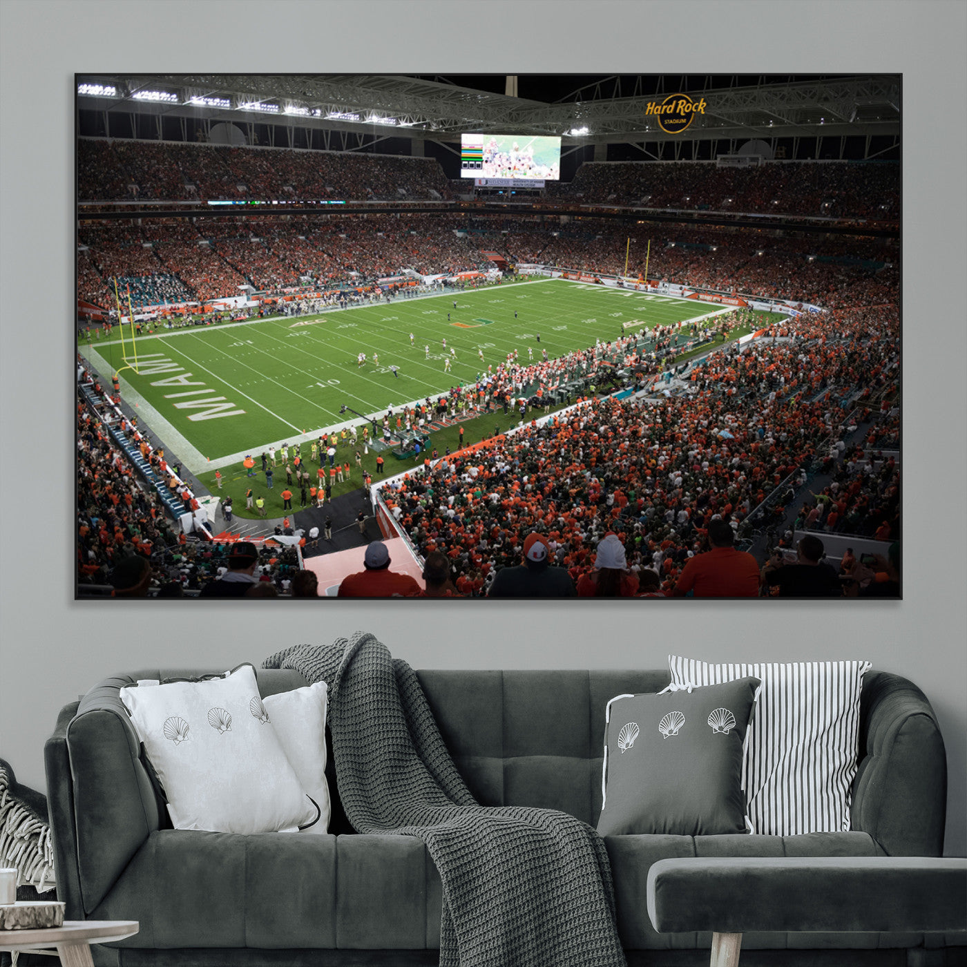 SEG-FC-51X34_Oversize - Miami Hurricanes Football Team Print Canvas- Miami Hard Rock Stadium Wall Art Canvas Print