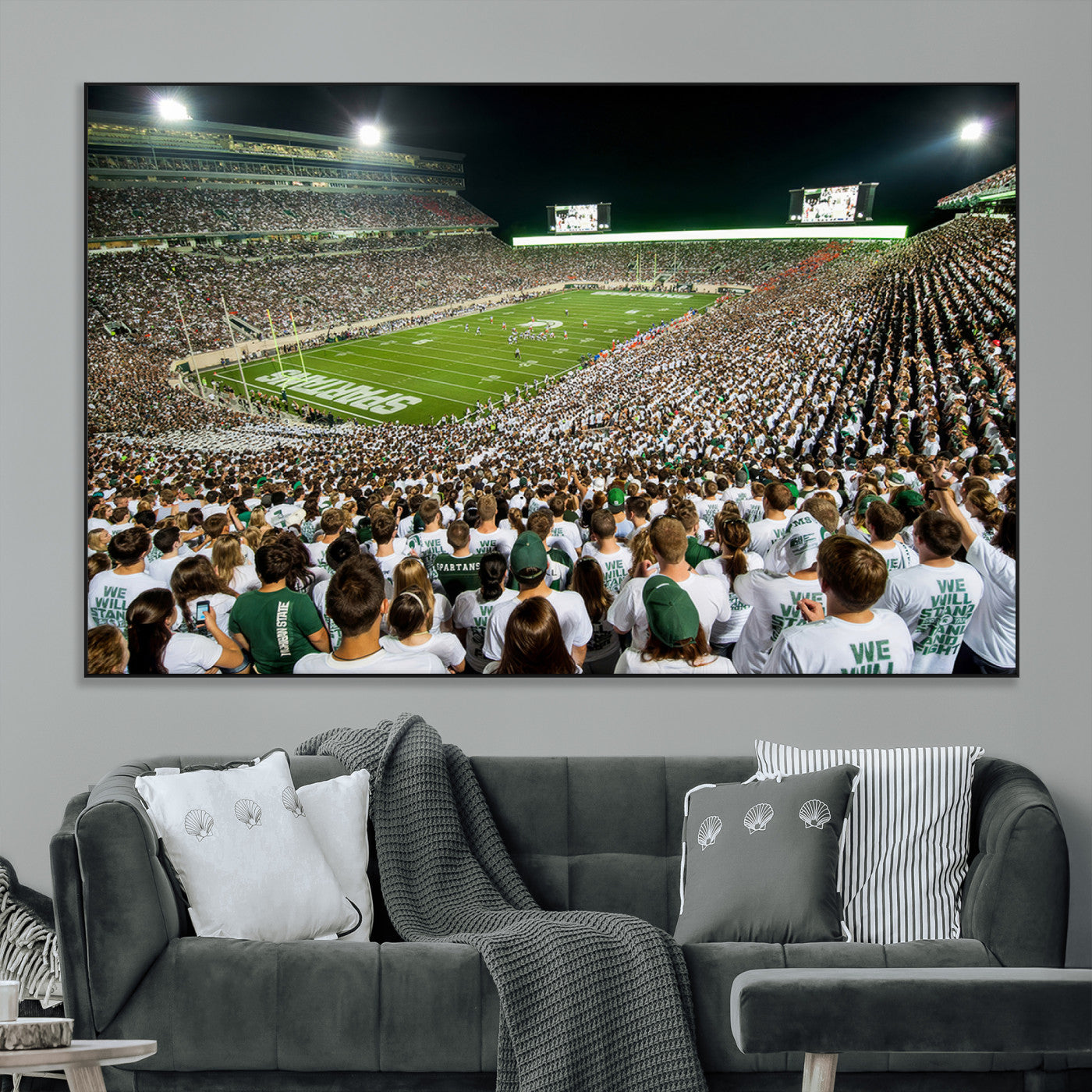 SEG-FC-51X34_Oversize - Michigan State Spartans Football Canvas Print - East Lansing Spartan Stadium Wall Art Canvas Print