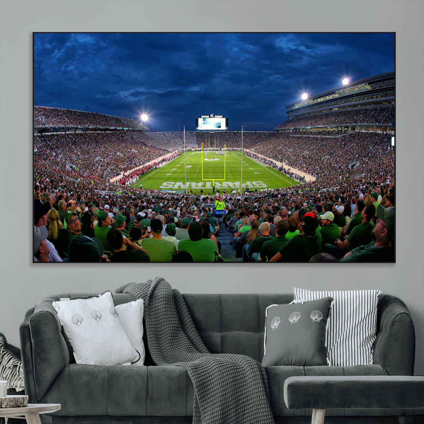 SEG-FC-51X34_Oversize - Michigan State Spartans Football Team Print - East Lansing Spartan Stadium Wall Art Canvas Print