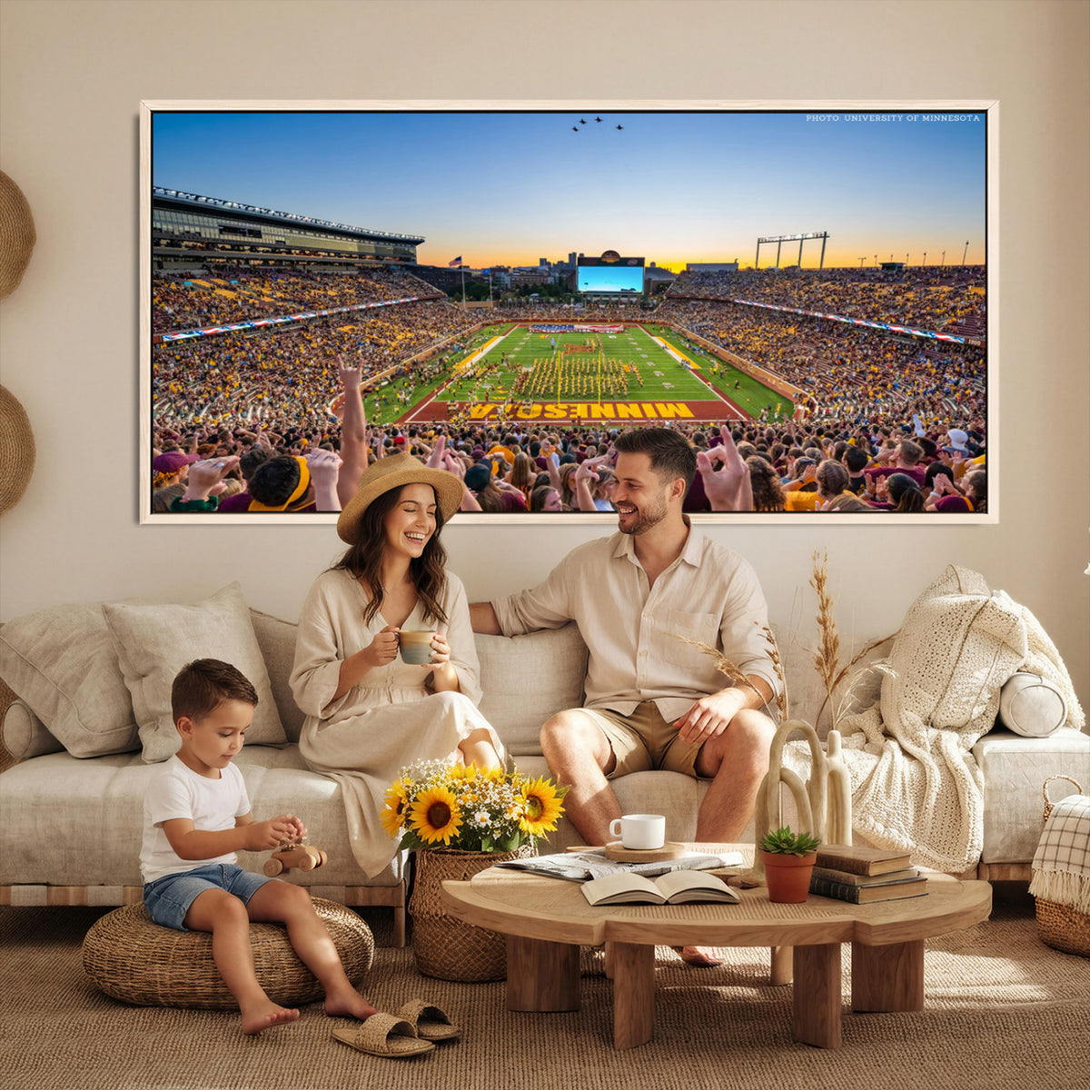 63452-PAN-FL-20X10 - University of Minnesota Golden Gophers Football Team Print - Minneapolis Huntington Bank Stadium