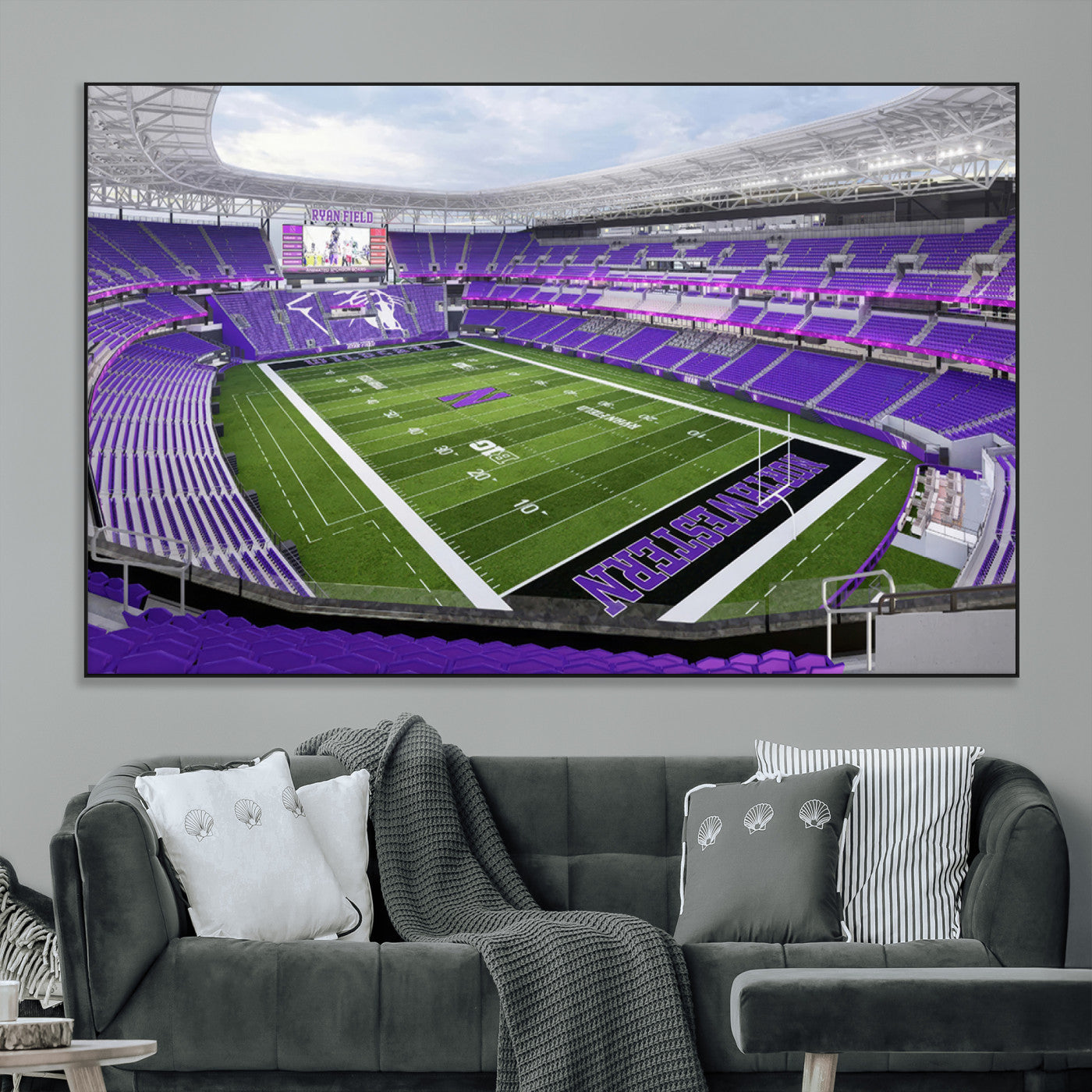 SEG-FC-51X34_Oversize - Northwestern University Wildcats Football Team Print - Evanston Ryan Field Wall Art Canvas Print