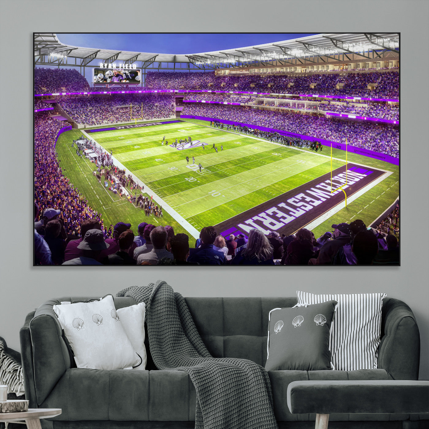 SEG-FC-51X34_Oversize - Northwestern University Wildcats Football Team Print - Evanston Ryan Field Wall Art Canvas Print
