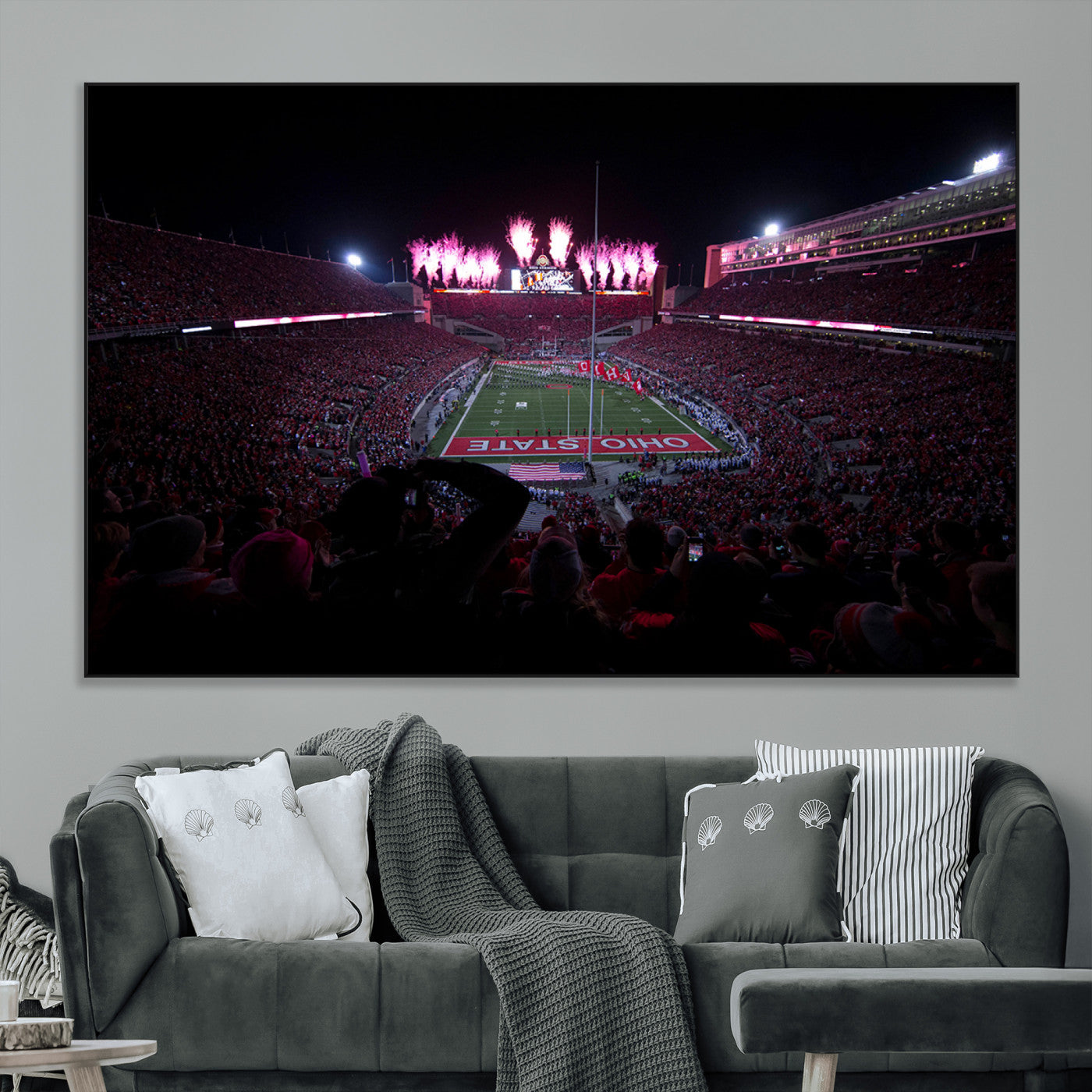 SEG-FC-51X34_Oversize - Ohio State University Buckeyes Football Team Print - Columbus Ohio Stadium Wall Art Canvas Print