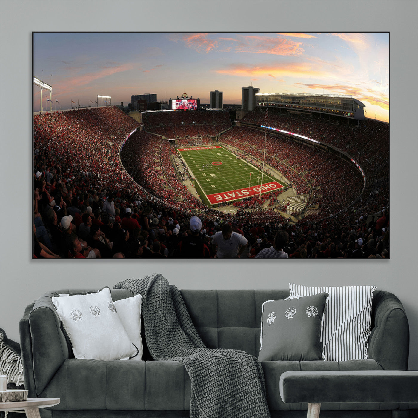 SEG-FC-51X34_Oversize - Ohio State University Buckeyes Football Team Print - Columbus Ohio Stadium Wall Art Canvas Print