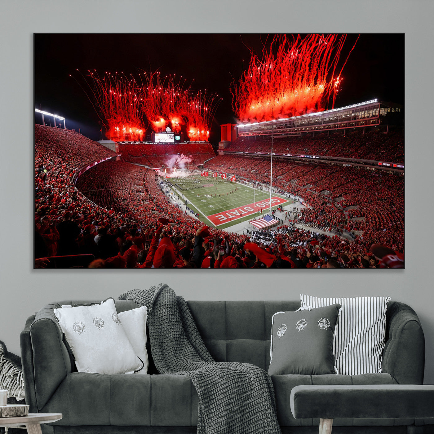 SEG-FC-51X34_Oversize - Ohio State University Buckeyes Football Team Print - Columbus Ohio Stadium Wall Art Canvas Print